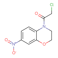 Chemical structure of 2-chloro-1-(7-nitro-3,4-dihydro-2H-1,4-benzoxazin-4-yl)ethan-1-one - CSSB00025707320