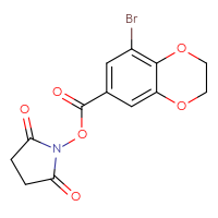 Chemical structure of 2,5-dioxopyrrolidin-1-yl 8-bromo-2,3-dihydro-1,4-benzodioxine-6-carboxylate - CSSB20270128838