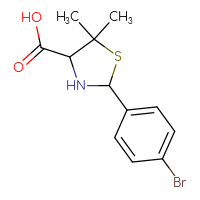 Chemical structure of 2-(4-bromophenyl)-5,5-dimethyl-1,3-thiazolidine-4-carboxylic acid - CSSB00025732011