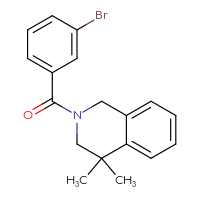 Chemical structure of 2-(3-bromobenzoyl)-4,4-dimethyl-1,2,3,4-tetrahydroisoquinoline - CSSB02073962150