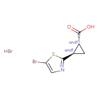 Chemical structure of rac-(1R,2R)-2-(5-bromo-1,3-thiazol-2-yl)cyclopropane-1-carboxylic acid hydrobromide - CSSB20577860972