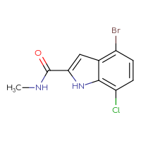 Chemical structure of 4-bromo-7-chloro-N-methyl-1H-indole-2-carboxamide - CSSB01992599974
