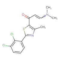 Chemical structure of 1-[2-(2,3-dichlorophenyl)-4-methyl-1,3-thiazol-5-yl]-3-(dimethylamino)prop-2-en-1-one - CSSB02125604332