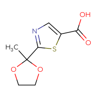 Chemical structure of 2-(2-methyl-1,3-dioxolan-2-yl)-1,3-thiazole-5-carboxylic acid - CSSB00015204956