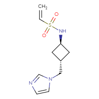 Chemical structure of N-[(1r,3r)-3-[(1H-imidazol-1-yl)methyl]cyclobutyl]ethene-1-sulfonamide - CSSB02144336935