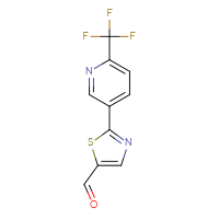 Chemical structure of 2-[6-(trifluoromethyl)pyridin-3-yl]-1,3-thiazole-5-carbaldehyde - CSSB02499256496