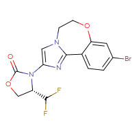 Chemical structure of (4S)-3-{12-bromo-9-oxa-3,6-diazatricyclo[8.4.0.0²,⁶]tetradeca-1(14),2,4,10,12-pentaen-4-yl}-4-(difluoromethyl)-1,3-oxazolidin-2-one - CSSB14831790034