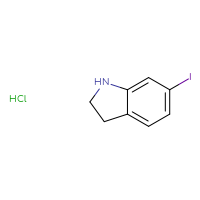 Chemical structure of 6-iodo-2,3-dihydro-1H-indole hydrochloride - CSSB00159322210