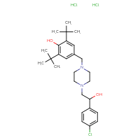 Chemical structure of 2,6-di-tert-butyl-4-({4-[2-(4-chlorophenyl)-2-hydroxyethyl]piperazin-1-yl}methyl)phenol dihydrochloride - CSSB00020617964