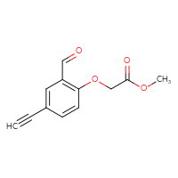 Chemical structure of methyl 2-(4-ethynyl-2-formylphenoxy)acetate - CSSB13704723231