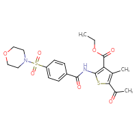 Chemical structure of ethyl 5-acetyl-4-methyl-2-[4-(morpholine-4-sulfonyl)benzamido]thiophene-3-carboxylate - CSSB00121729605