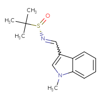 Chemical structure of (S)-2-methyl-N-[(1-methyl-1H-indol-3-yl)methylidene]propane-2-sulfinamide - CSSB00035275190