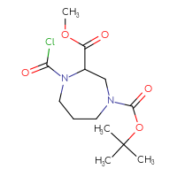 Chemical structure of 1-tert-butyl 3-methyl 4-(carbonochloridoyl)-1,4-diazepane-1,3-dicarboxylate - CSSB15023924717