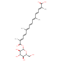 Chemical structure of (2E,4E,6E,8E,10E,12E,14E)-2,6,11,15-tetramethyl-16-oxo-16-{[(2S,3R,4S,5S,6R)-3,4,5-trihydroxy-6-(hydroxymethyl)oxan-2-yl]oxy}hexadeca-2,4,6,8,10,12,14-heptaenoic acid - CSSB06256035170