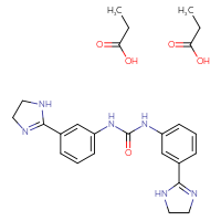 Chemical structure of 1,3-bis[3-(4,5-dihydro-1H-imidazol-2-yl)phenyl]urea; bis(propanoic acid) - CSSB00000053372