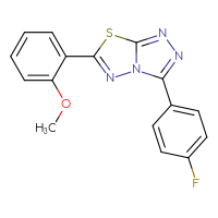 Chemical structure of 3-(4-fluorophenyl)-6-(2-methoxyphenyl)-[1,2,4]triazolo[3,4-b][1,3,4]thiadiazole - CSSB00121637876
