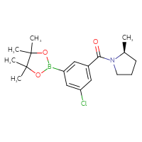 Chemical structure of (2S)-1-[3-chloro-5-(4,4,5,5-tetramethyl-1,3,2-dioxaborolan-2-yl)benzoyl]-2-methylpyrrolidine - CSSB02526684377