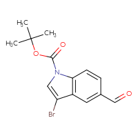 Chemical structure of tert-butyl 3-bromo-5-formyl-1H-indole-1-carboxylate - CSSB21332129444