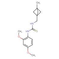 Chemical structure of 1-(2,4-dimethoxyphenyl)-3-({3-methylbicyclo[1.1.1]pentan-1-yl}methyl)thiourea - CSSB21432451388