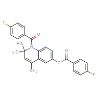 Chemical structure of 1-(4-fluorobenzoyl)-2,2,4-trimethyl-1,2-dihydroquinolin-6-yl 4-fluorobenzoate - CSSB00121708015