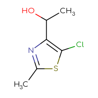 Chemical structure of 1-(5-chloro-2-methyl-1,3-thiazol-4-yl)ethan-1-ol - CSSB20679243565