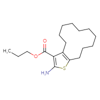 Chemical structure of propyl 2-amino-4H,5H,6H,7H,8H,9H,10H,11H,12H,13H-cyclododeca[b]thiophene-3-carboxylate - CSSB00020594862