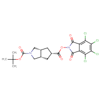 Chemical structure of 2-tert-butyl 5-(4,5,6,7-tetrachloro-1,3-dioxo-2,3-dihydro-1H-isoindol-2-yl) (3aR,5R,6aS)-octahydrocyclopenta[c]pyrrole-2,5-dicarboxylate - CSSB20270229954