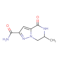 Chemical structure of 6-methyl-4-oxo-4H,5H,6H,7H-pyrazolo[1,5-a]pyrazine-2-carboxamide - CSSB00836856324
