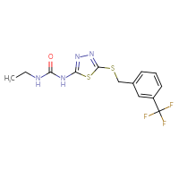 Chemical structure of 3-ethyl-1-[5-({[3-(trifluoromethyl)phenyl]methyl}sulfanyl)-1,3,4-thiadiazol-2-yl]urea - CSSB00025738453