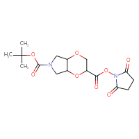 Chemical structure of 6-tert-butyl 2-(2,5-dioxopyrrolidin-1-yl) hexahydro-2H-[1,4]dioxino[2,3-c]pyrrole-2,6-dicarboxylate - CSSB20269493499