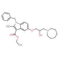 Chemical structure of ethyl 5-[3-(azepan-1-yl)-2-hydroxypropoxy]-1-benzyl-2-methyl-1H-indole-3-carboxylate - CSSB00132395697