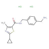 Chemical structure of N-{[4-(aminomethyl)phenyl]methyl}-2-cyclopropyl-4-methyl-1,3-thiazole-5-carboxamide dihydrochloride - CSSB03437849733