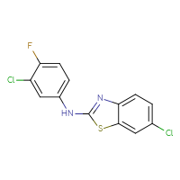 Chemical structure of 6-chloro-N-(3-chloro-4-fluorophenyl)-1,3-benzothiazol-2-amine - CSSB00020652137