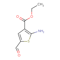 Chemical structure of ethyl 2-amino-5-formylthiophene-3-carboxylate - CSSB00000009155