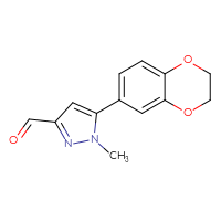 Chemical structure of 5-(2,3-dihydro-1,4-benzodioxin-6-yl)-1-methyl-1H-pyrazole-3-carbaldehyde - CSSB02169490538