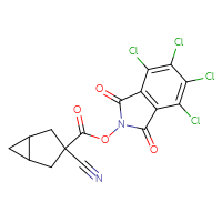 Chemical structure of 4,5,6,7-tetrachloro-1,3-dioxo-2,3-dihydro-1H-isoindol-2-yl 3-cyanobicyclo[3.1.0]hexane-3-carboxylate - CSSB20271180284