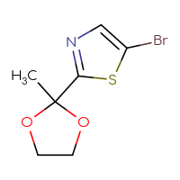 Chemical structure of 5-bromo-2-(2-methyl-1,3-dioxolan-2-yl)-1,3-thiazole - CSSB00015715373