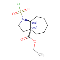 Chemical structure of rac-ethyl (3aR,8aS)-1-(chlorosulfonyl)-decahydrocyclohepta[b]pyrrole-3a-carboxylate - CSSB21291564529
