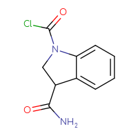 Chemical structure of 3-carbamoyl-2,3-dihydro-1H-indole-1-carbonyl chloride - CSSB14977489892