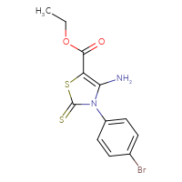 Chemical structure of ethyl 4-amino-3-(4-bromophenyl)-2-sulfanylidene-2,3-dihydro-1,3-thiazole-5-carboxylate - CSSB00020595790