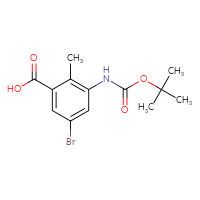 Chemical structure of 5-bromo-3-{[(tert-butoxy)carbonyl]amino}-2-methylbenzoic acid - CSSB02126359730