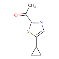 Chemical structure of 1-(5-cyclopropyl-1,3-thiazol-2-yl)ethan-1-one - CSSB06256065511