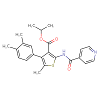 Chemical structure of propan-2-yl 4-(3,4-dimethylphenyl)-5-methyl-2-(pyridine-4-amido)thiophene-3-carboxylate - CSSB00121669470