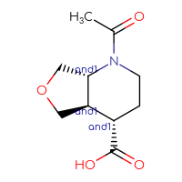 Chemical structure of rac-(4R,4aS,7aS)-1-acetyl-octahydrofuro[3,4-b]pyridine-4-carboxylic acid - CSSB03609082732