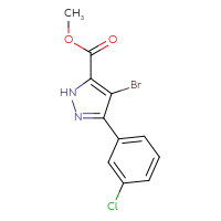 Chemical structure of methyl 4-bromo-3-(3-chlorophenyl)-1H-pyrazole-5-carboxylate - CSSB00015201221