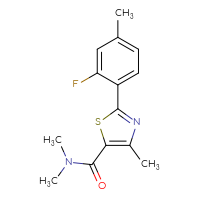 Chemical structure of 2-(2-fluoro-4-methylphenyl)-N,N,4-trimethyl-1,3-thiazole-5-carboxamide - CSSB02016616692