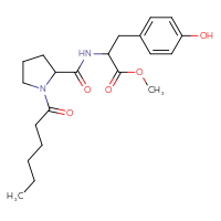 Chemical structure of methyl 2-[(1-hexanoylpyrrolidin-2-yl)formamido]-3-(4-hydroxyphenyl)propanoate - CSSB20966111102