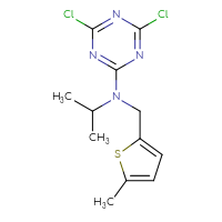 Chemical structure of 4,6-dichloro-N-[(5-methylthiophen-2-yl)methyl]-N-(propan-2-yl)-1,3,5-triazin-2-amine - CSSB06313461398