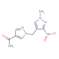Chemical structure of 1-{1-[(1-methyl-3-nitro-1H-pyrazol-4-yl)methyl]-1H-pyrazol-4-yl}ethan-1-one - CSSB21332108112
