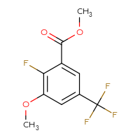Chemical structure of methyl 2-fluoro-3-methoxy-5-(trifluoromethyl)benzoate - CSSB21103687608